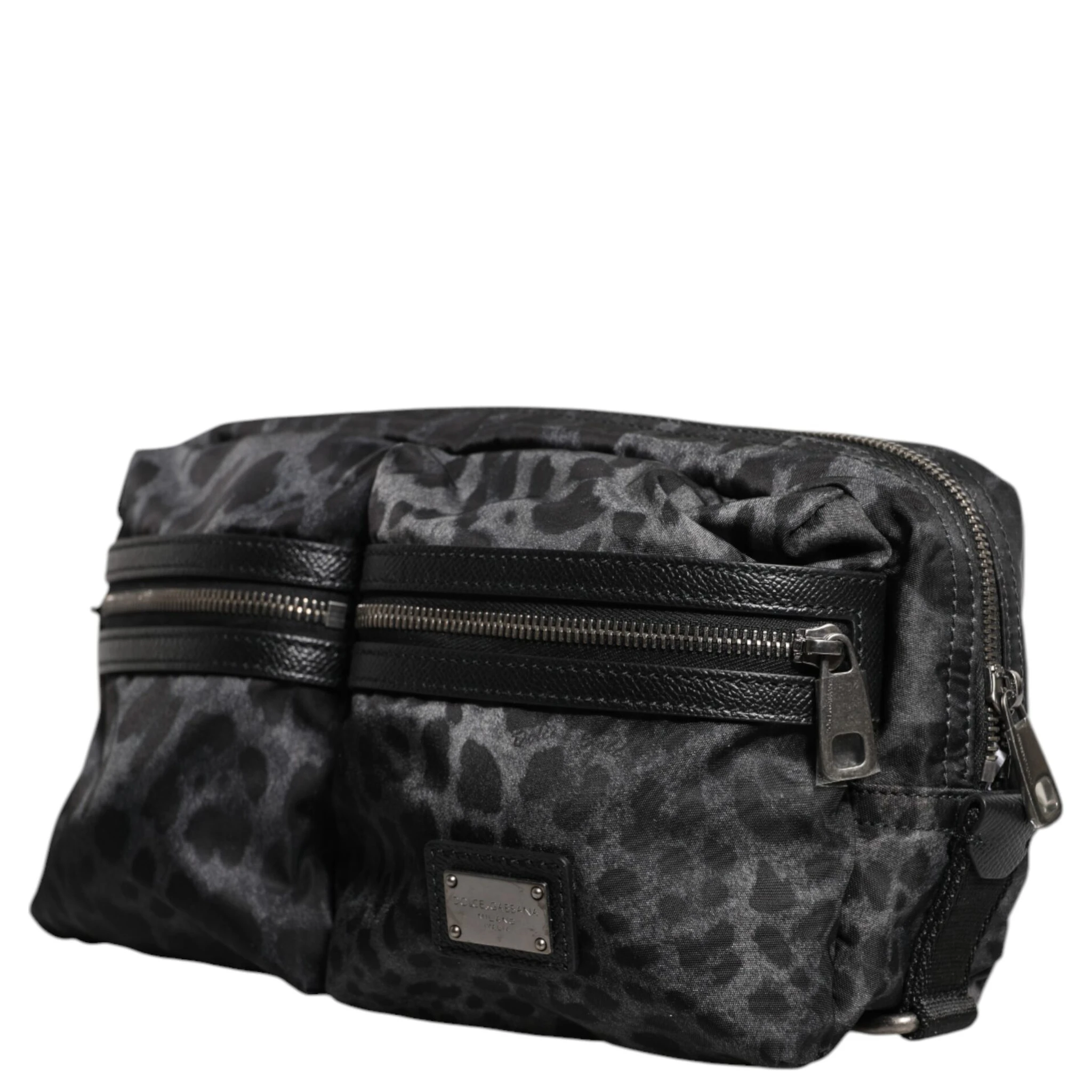 Black Gray Leopard DG Logo Belt Waist Fanny Pack Bag