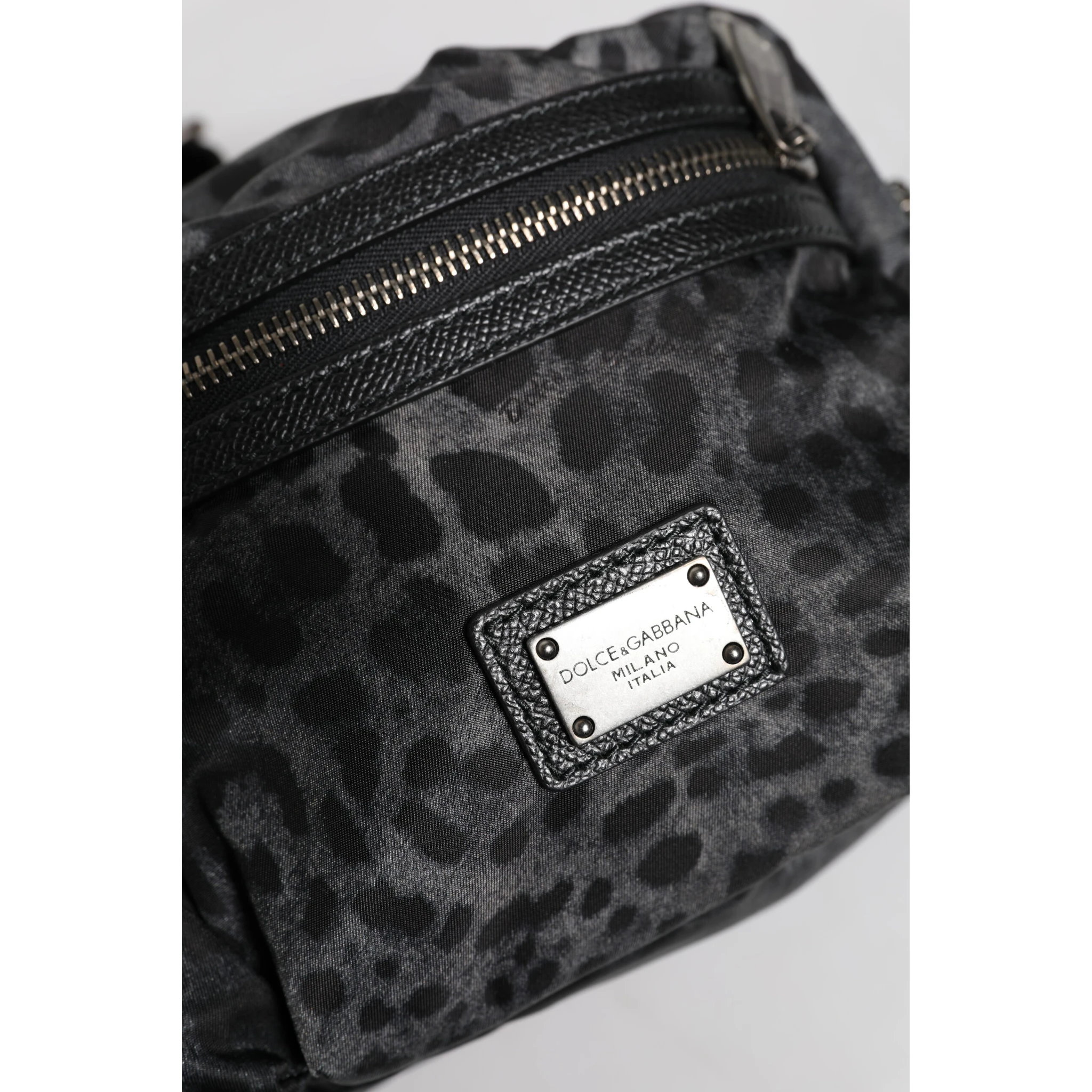 Black Gray Leopard DG Logo Belt Waist Fanny Pack Bag