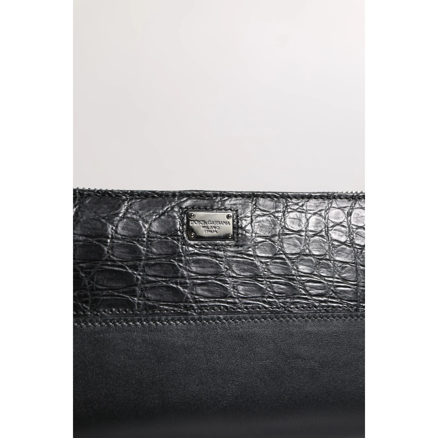 Black Leather Logo Plaque Zip Around Continental Wallet