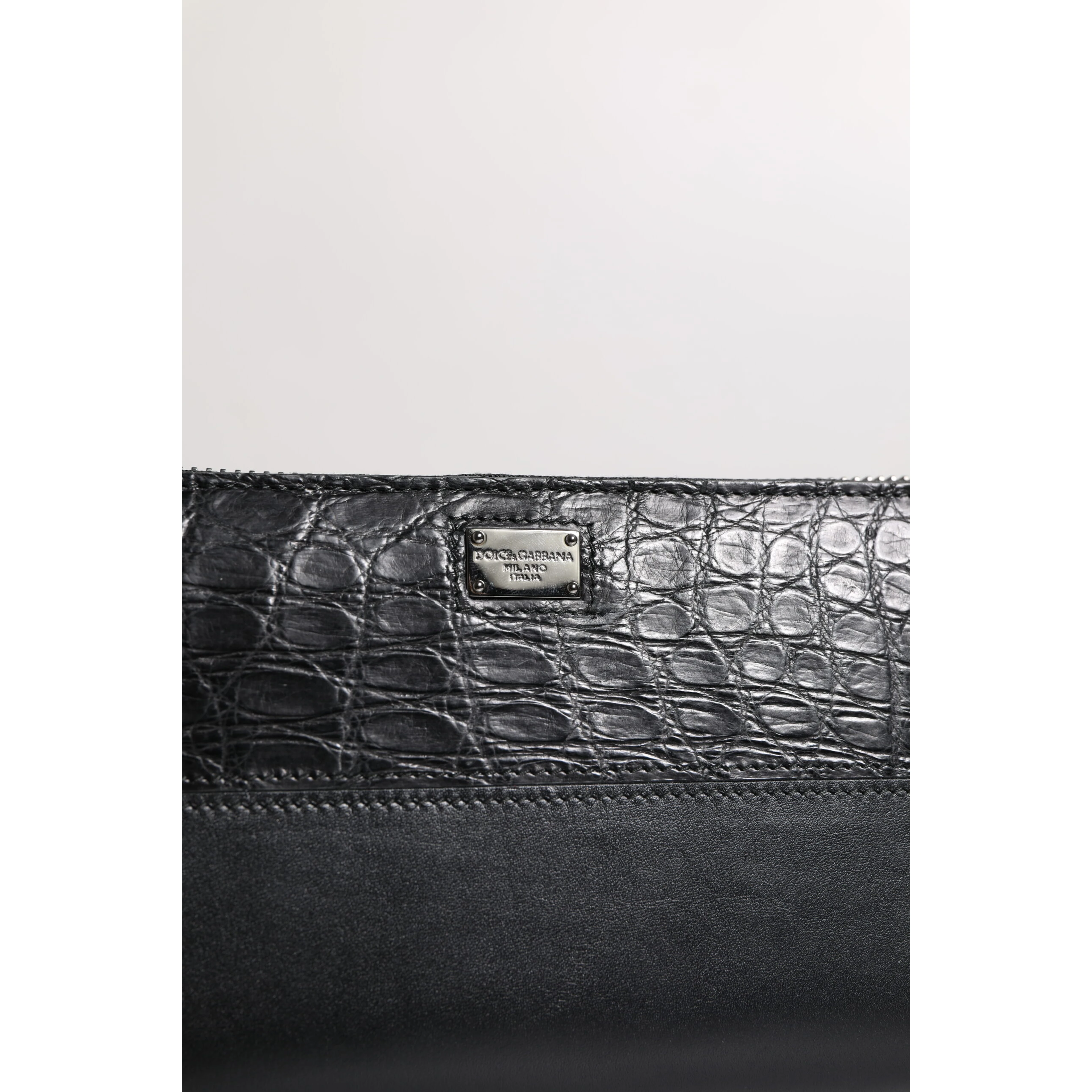 Black Leather Logo Plaque Zip Around Continental Wallet