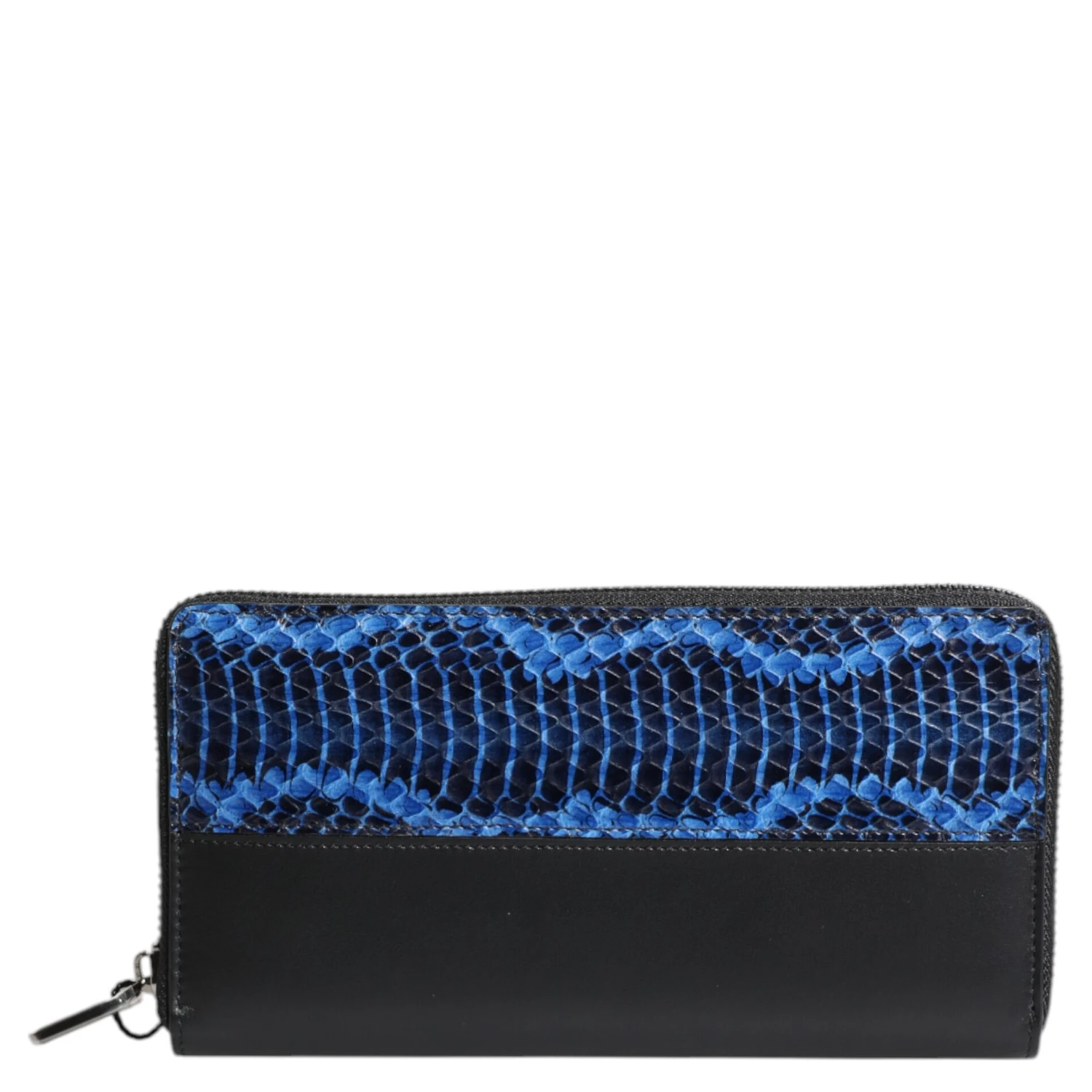 Black Blue Exotic Leather Embossed Continental Wallet
