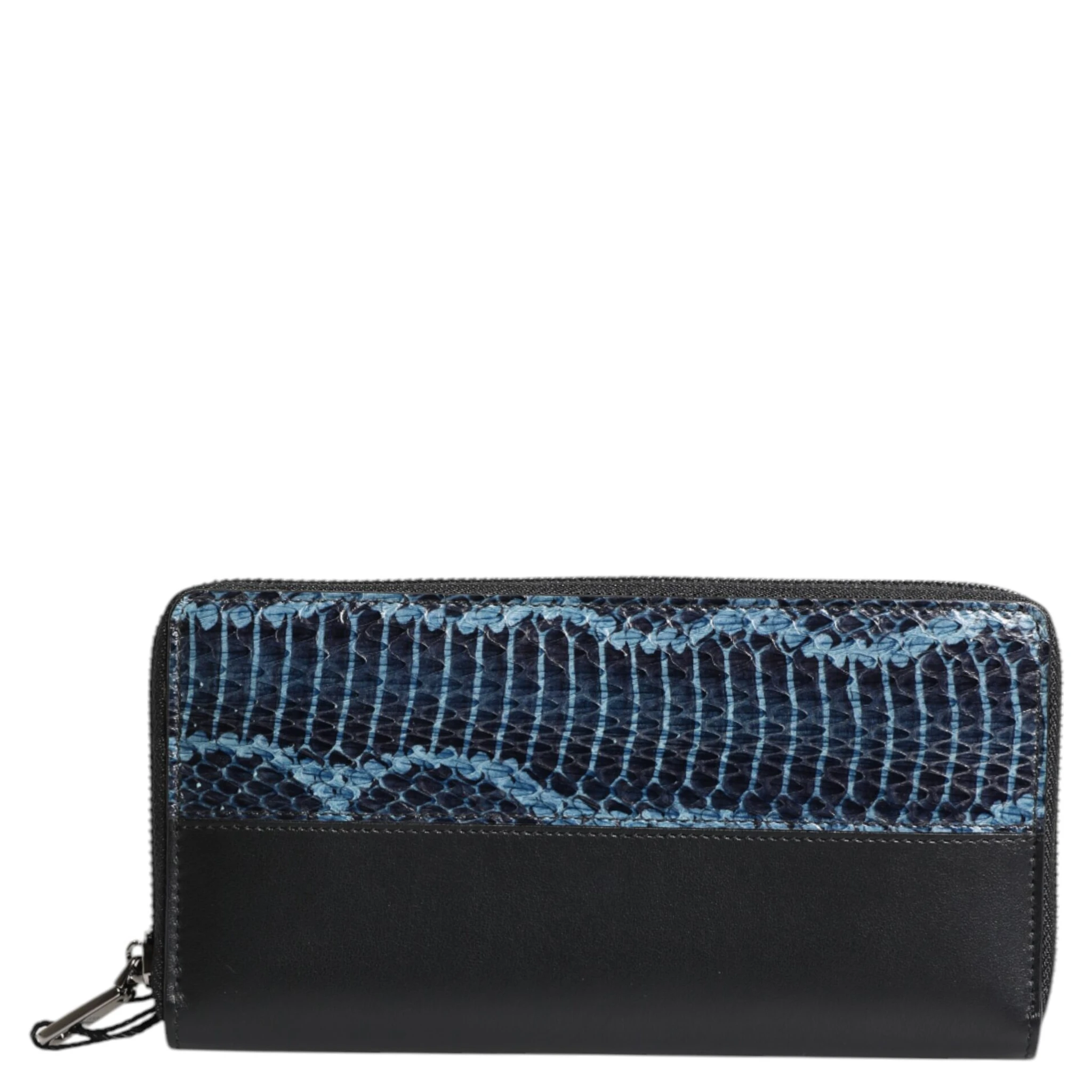 Black Blue Exotic Leather Embossed Continental Wallet