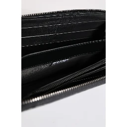 Black Blue Exotic Leather Embossed Continental Wallet