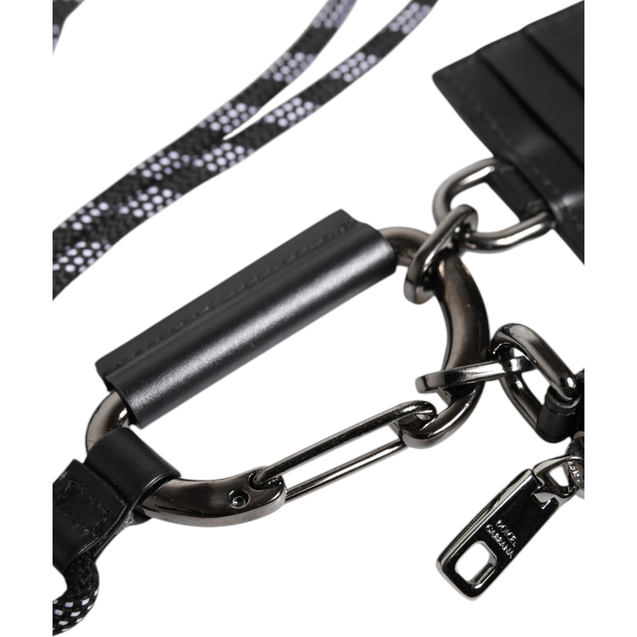 Black Leather Lanyard Zip Around Card Holder Wallet