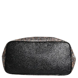 Brown Leopard BEATRICE Leather Logo Plaque Tote Bag