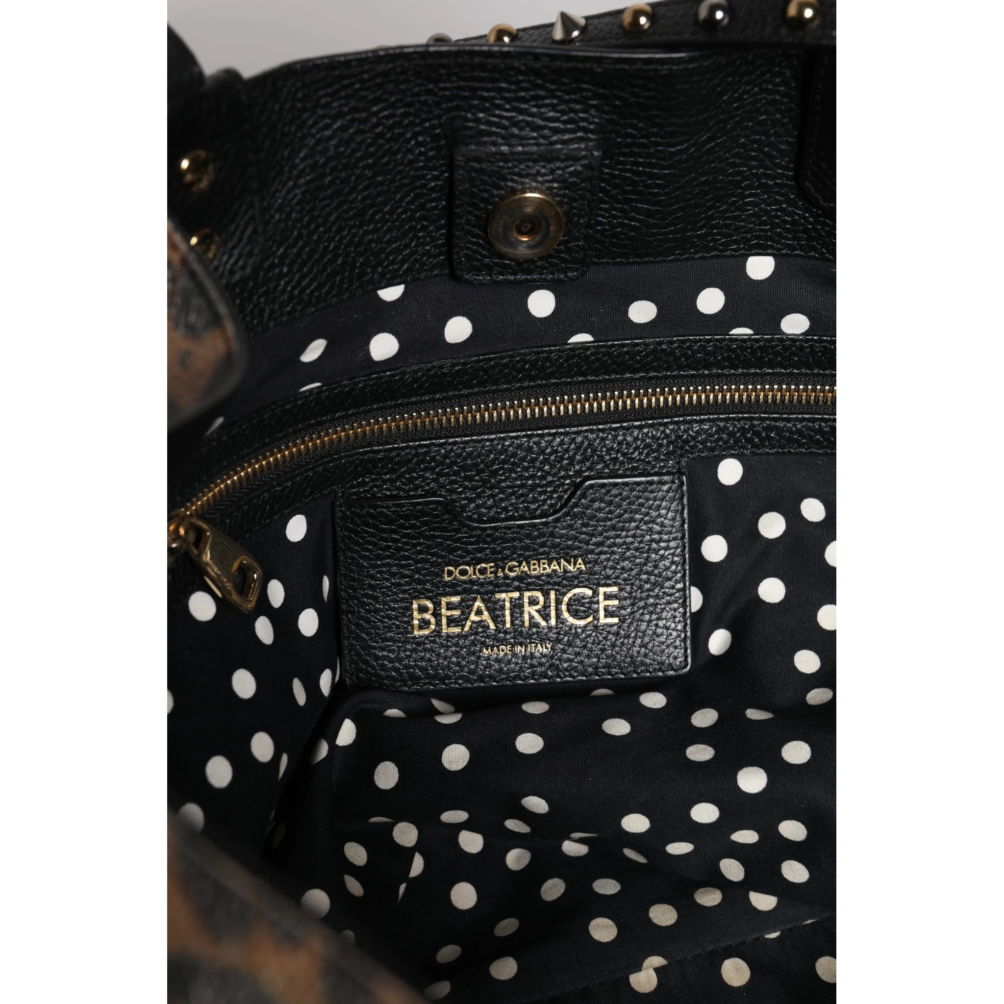 Brown Leopard BEATRICE Leather Logo Plaque Tote Bag