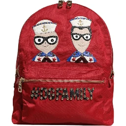 Red #DGFAMILY VULCANO Embellishment Backpack Bag