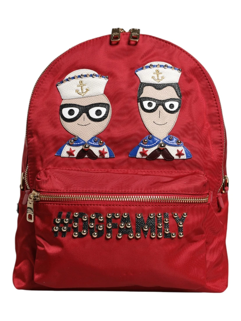 Red #DGFAMILY VULCANO Embellishment Backpack Bag