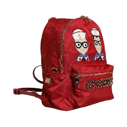 Red #DGFAMILY VULCANO Embellishment Backpack Bag