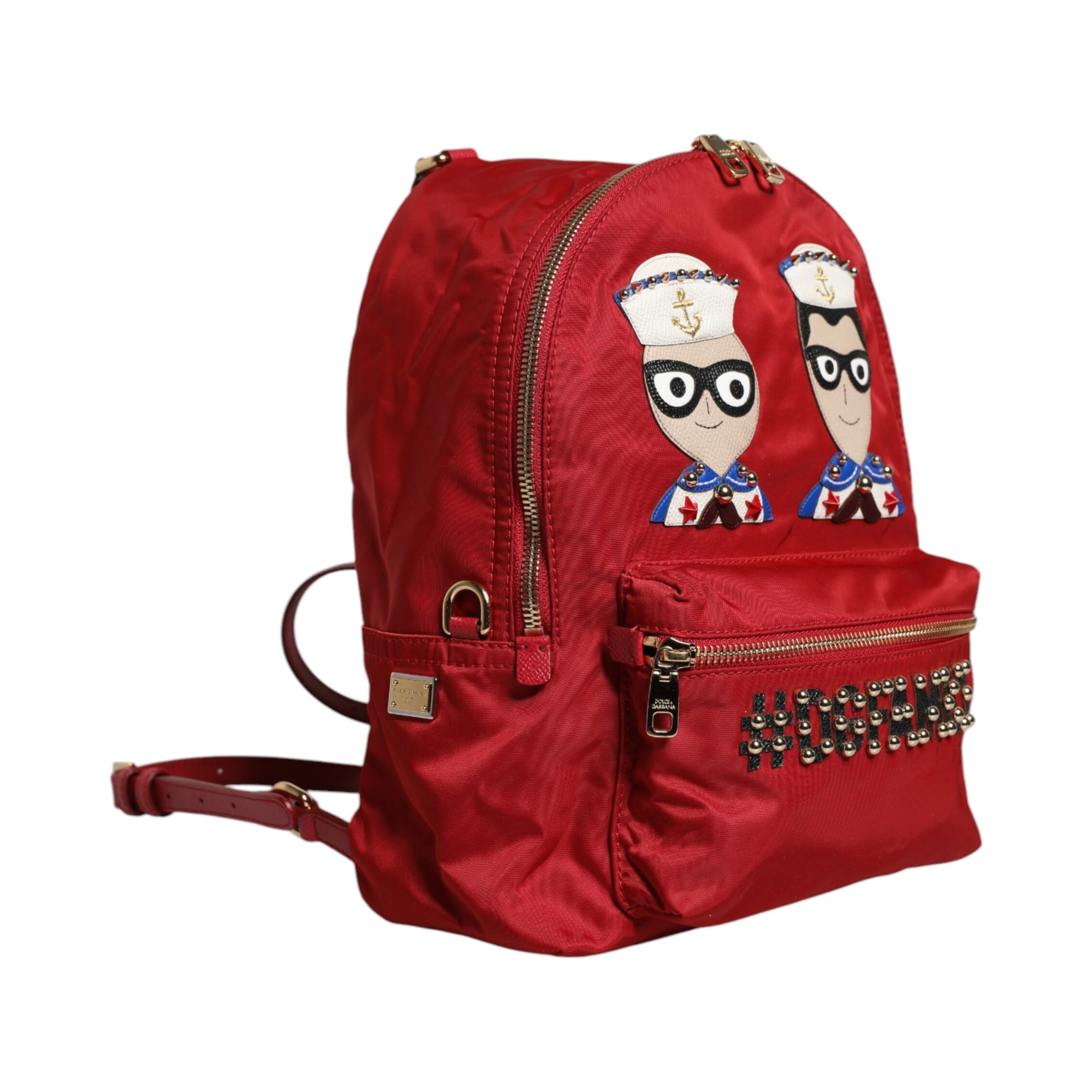 Red #DGFAMILY VULCANO Embellishment Backpack Bag