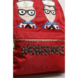 Red #DGFAMILY VULCANO Embellishment Backpack Bag