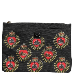 Black Red Nylon Sacred Heart Clutch Pouch Bag