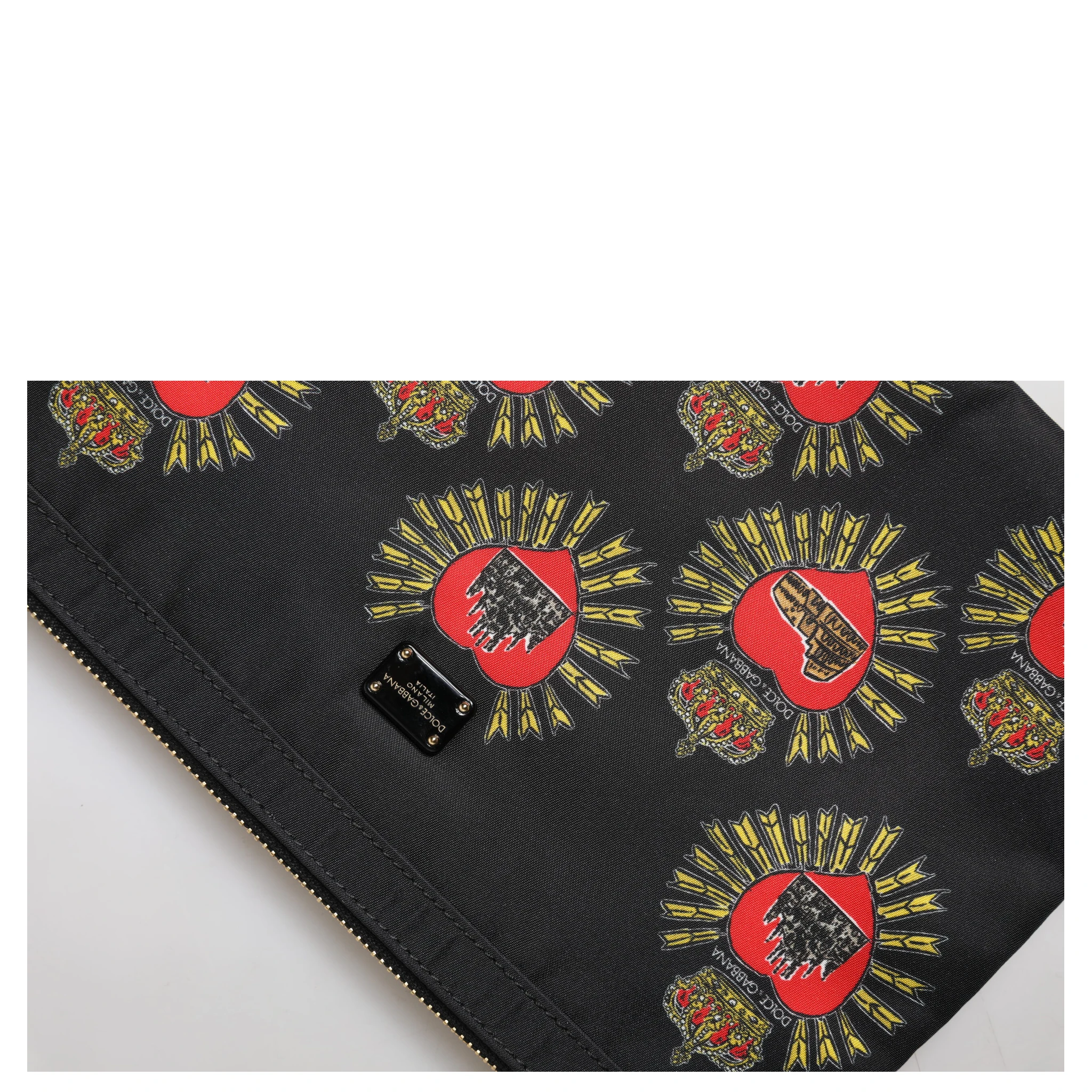 Black Red Nylon Sacred Heart Clutch Pouch Bag