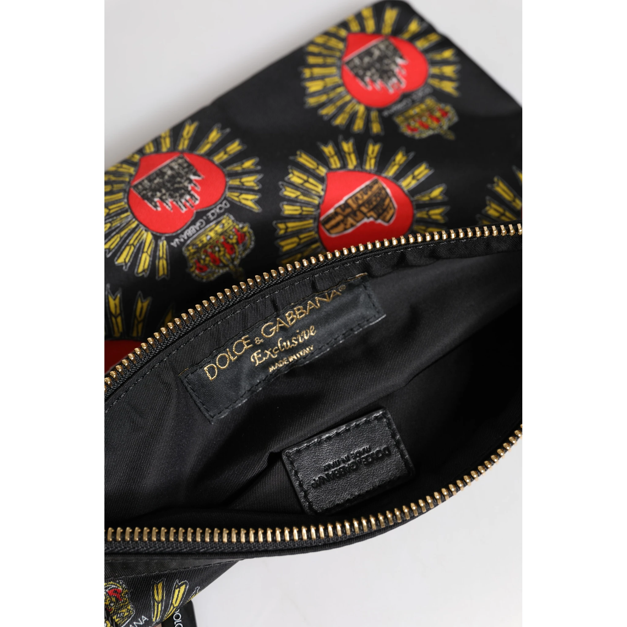 Black Red Nylon Sacred Heart Clutch Pouch Bag