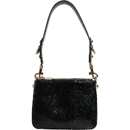 Black Exotic Leather Shoulder Sling Clutch Bag