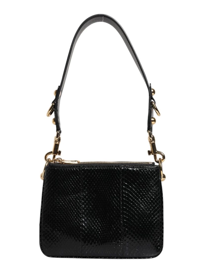 Black Exotic Leather Shoulder Sling Clutch Bag