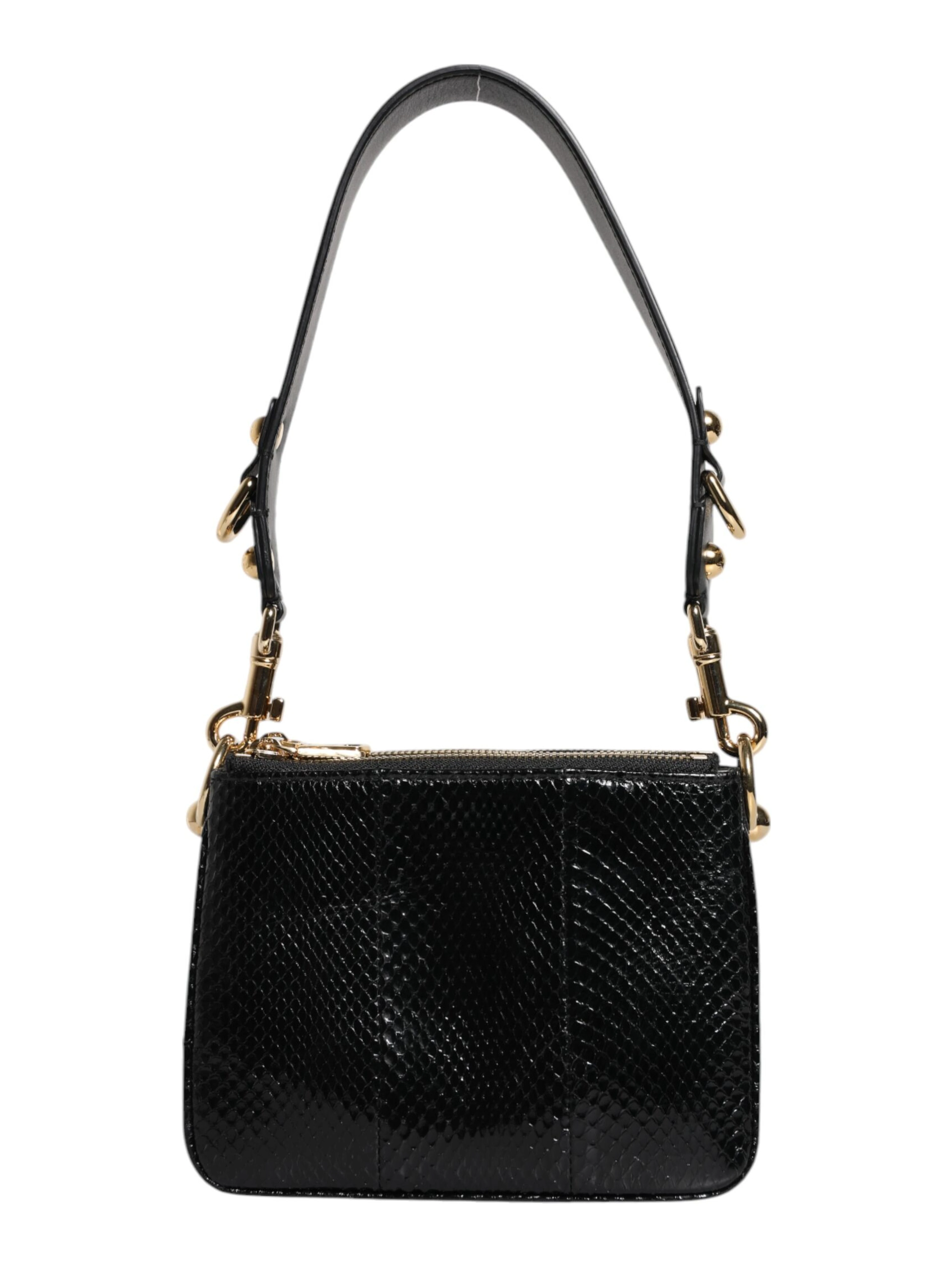 Black Exotic Leather Shoulder Sling Clutch Bag