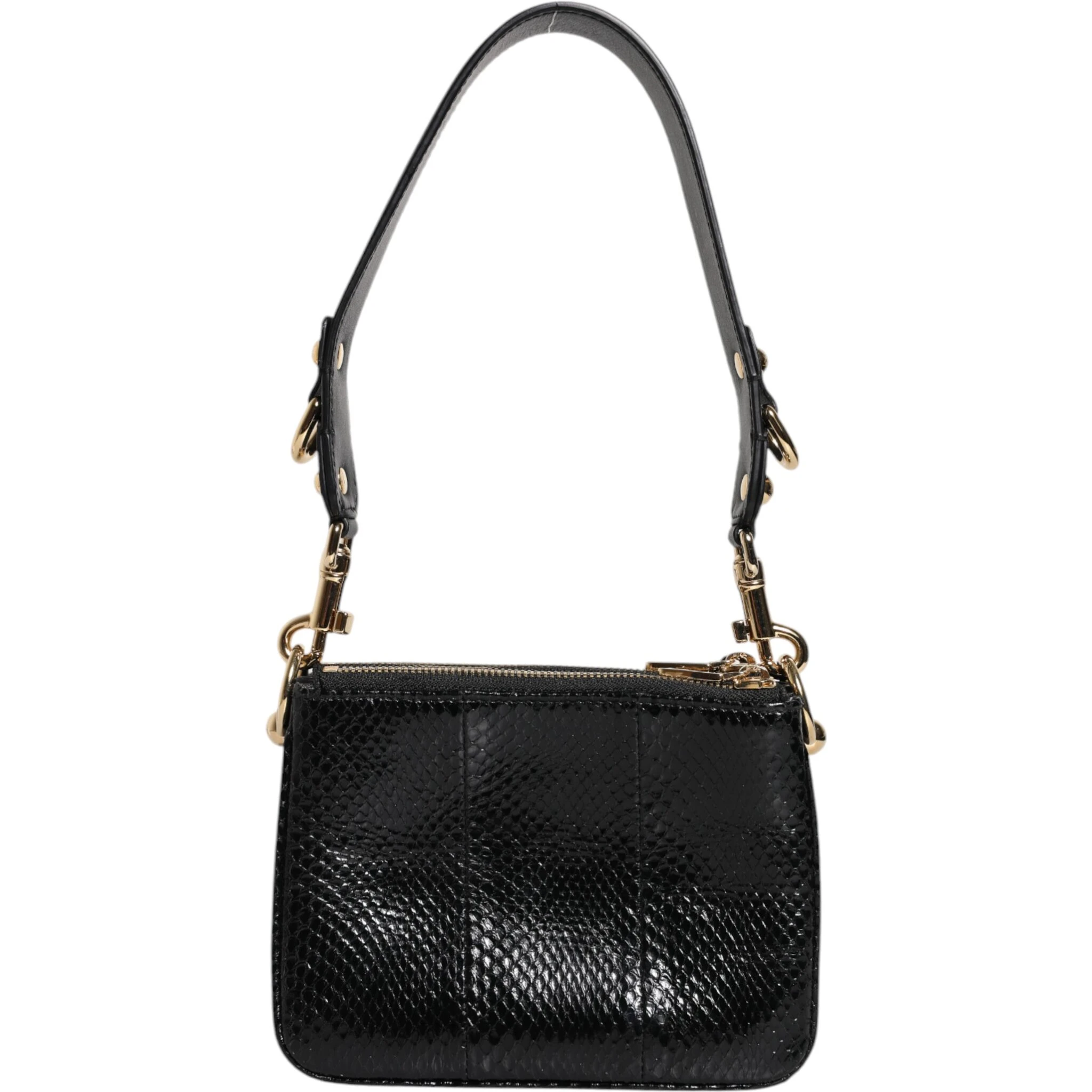 Black Exotic Leather Shoulder Sling Clutch Bag