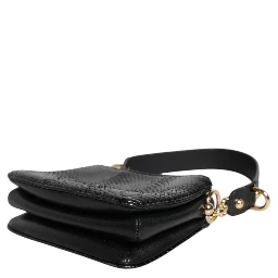 Black Exotic Leather Shoulder Sling Clutch Bag