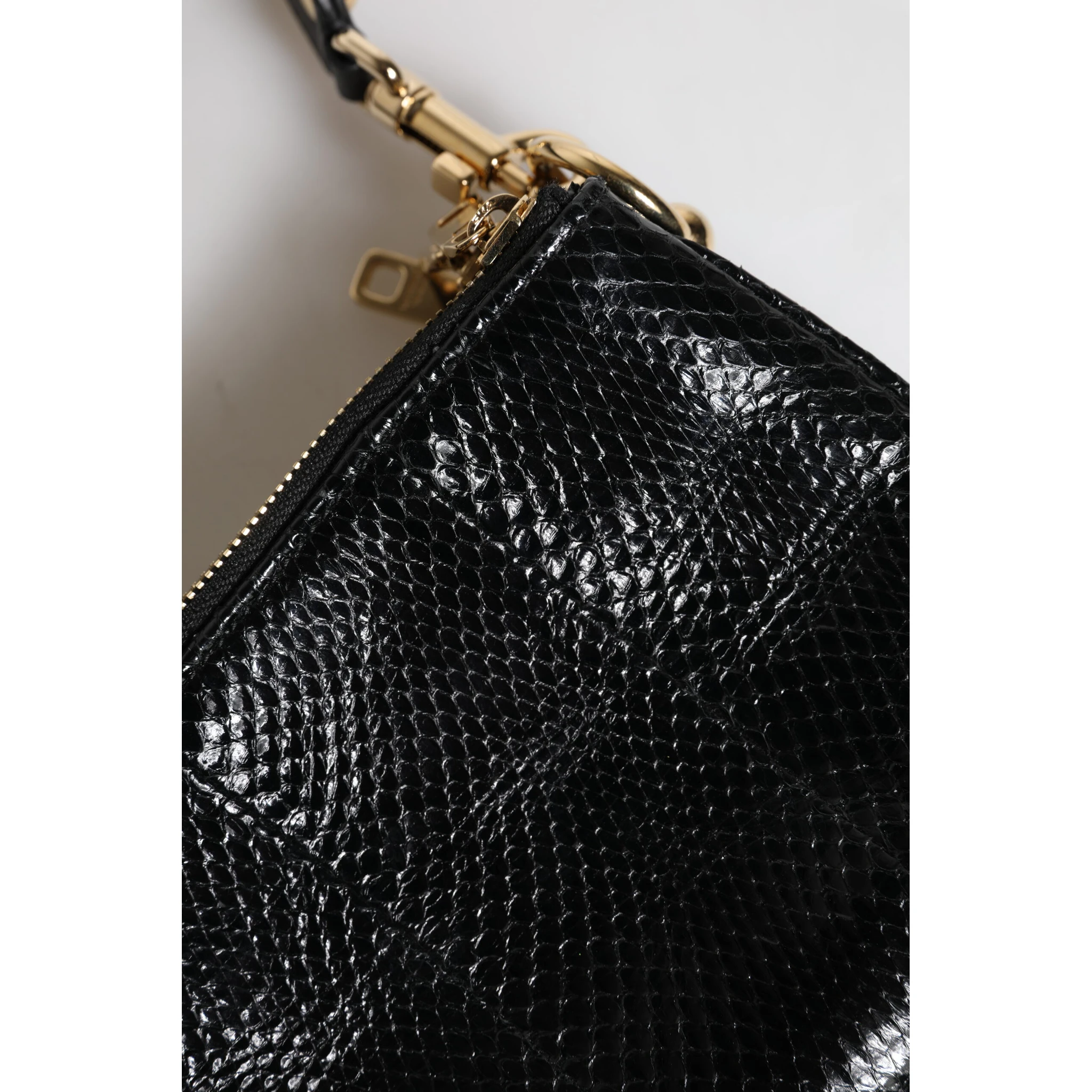 Black Exotic Leather Shoulder Sling Clutch Bag