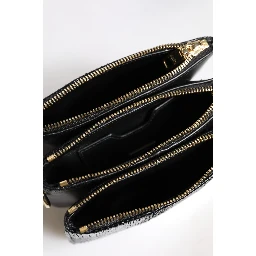 Black Exotic Leather Shoulder Sling Clutch Bag