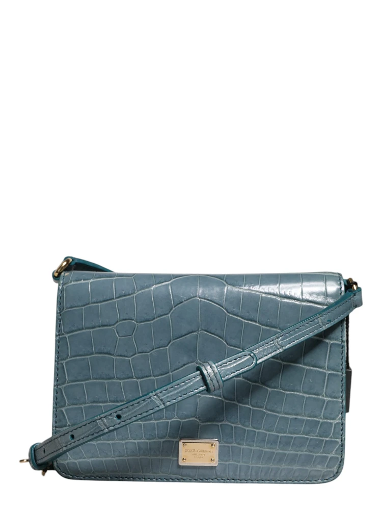 Green Exotic Leather DG Plaque Crossbody Mini Bag