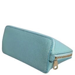 Light Blue Leather Handbag Clutch Mini Purse Pouch Bag