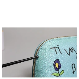 Light Blue Leather Handbag Clutch Mini Purse Pouch Bag