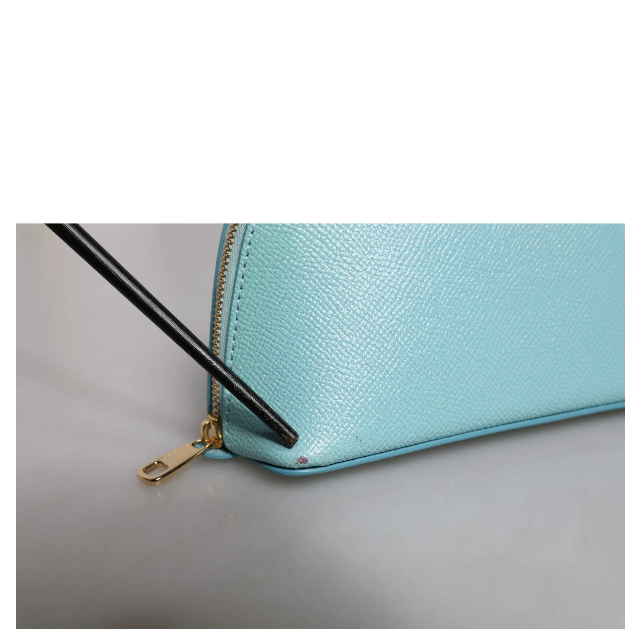 Light Blue Leather Handbag Clutch Mini Purse Pouch Bag
