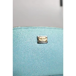 Light Blue Leather Handbag Clutch Mini Purse Pouch Bag
