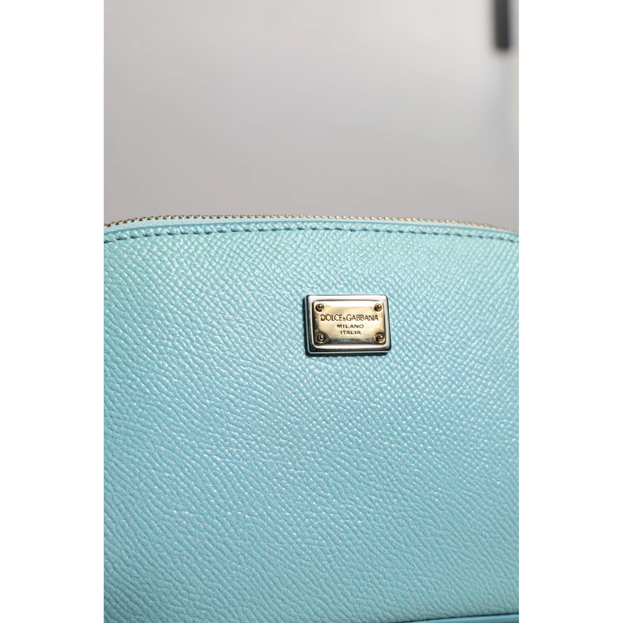 Light Blue Leather Handbag Clutch Mini Purse Pouch Bag