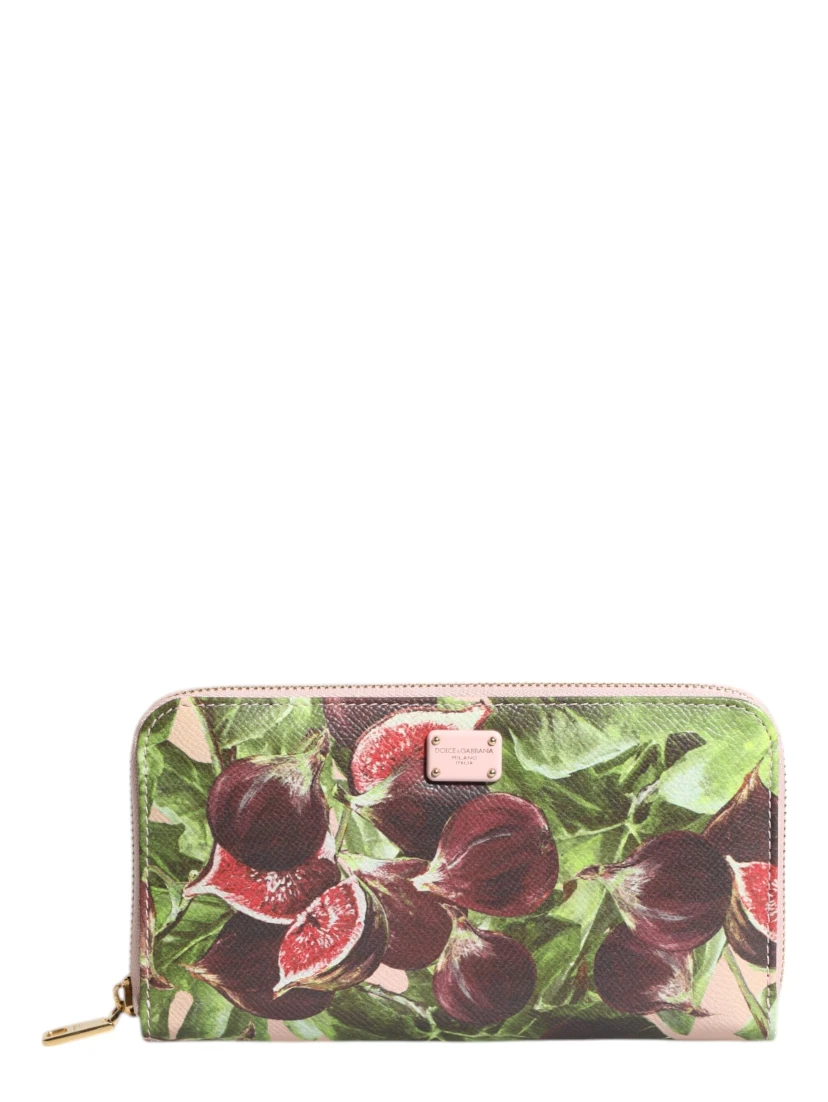 Multicolor Fig Fruit Dauphine Leather Zip Around Continental Wallet