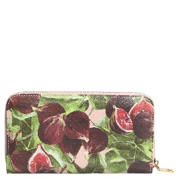 Multicolor Fig Fruit Dauphine Leather Zip Around Continental Wallet