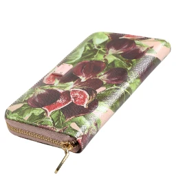 Multicolor Fig Fruit Dauphine Leather Zip Around Continental Wallet