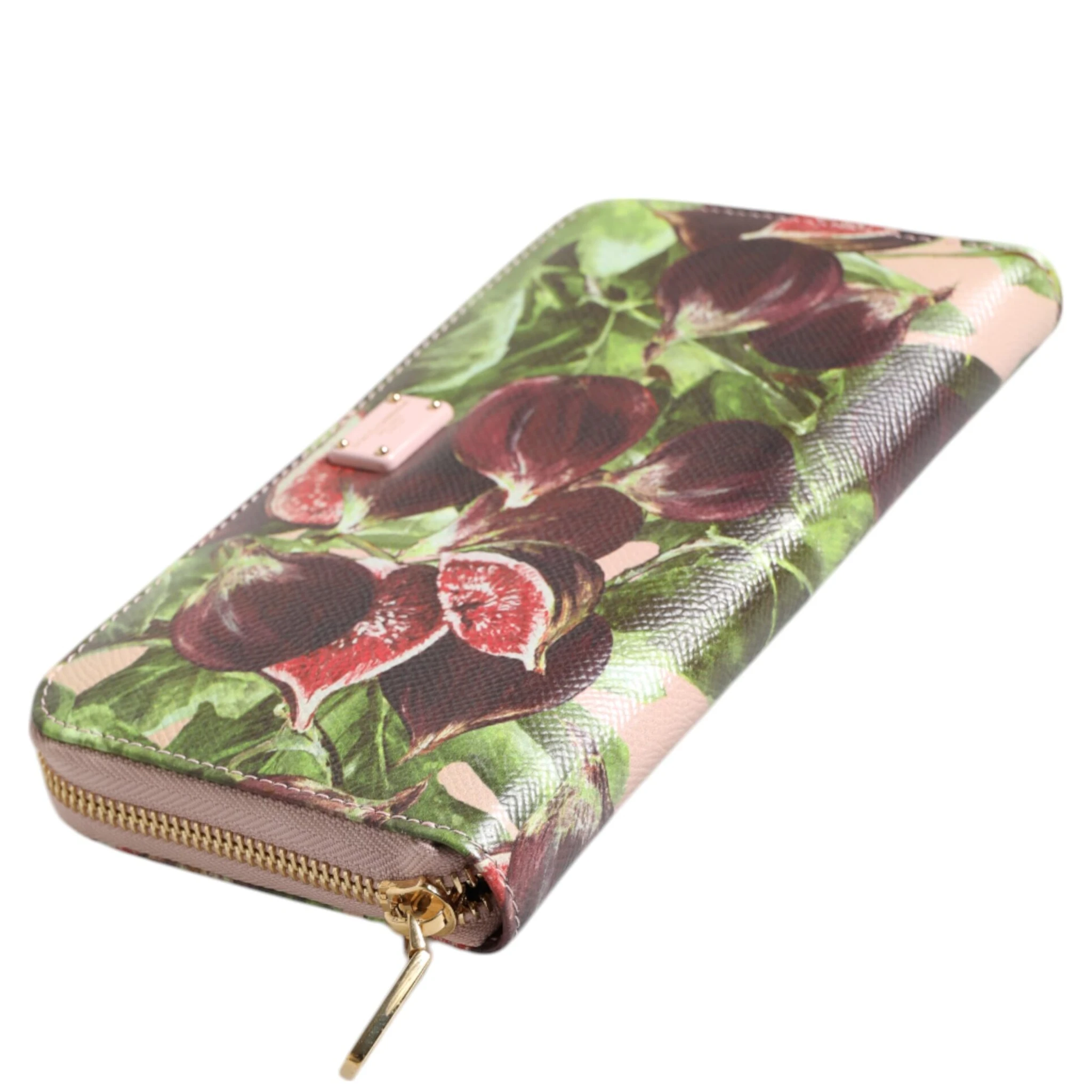 Multicolor Fig Fruit Dauphine Leather Zip Around Continental Wallet