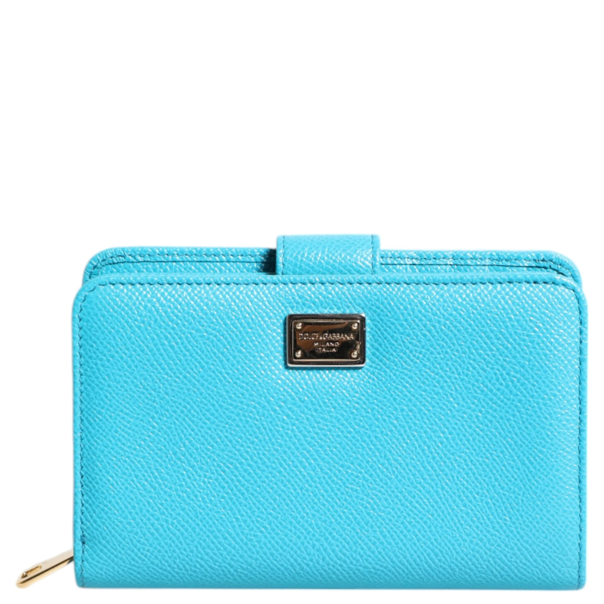 Light Blue Leather Bifold Continental Clutch Wallet