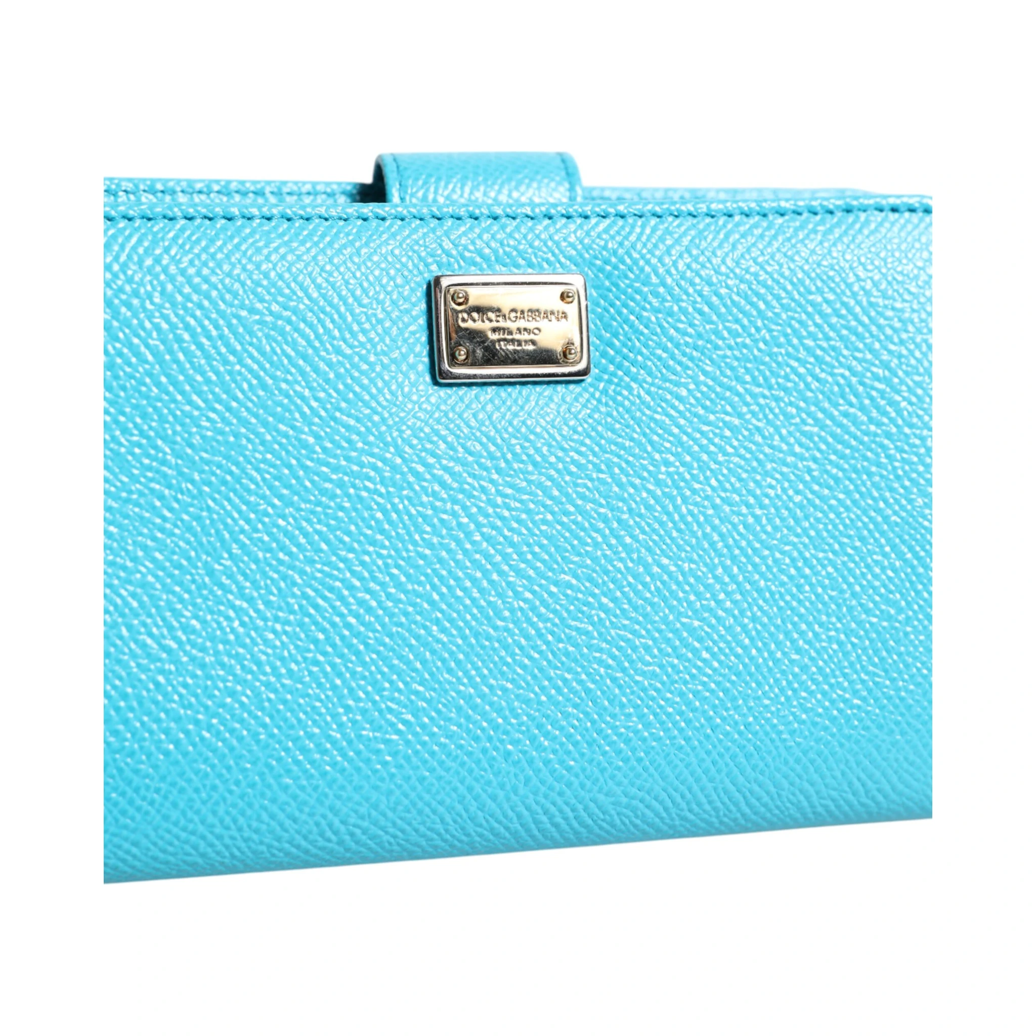 Light Blue Leather Bifold Continental Clutch Wallet