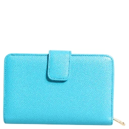 Light Blue Leather Bifold Continental Clutch Wallet