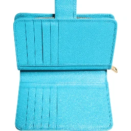 Light Blue Leather Bifold Continental Clutch Wallet
