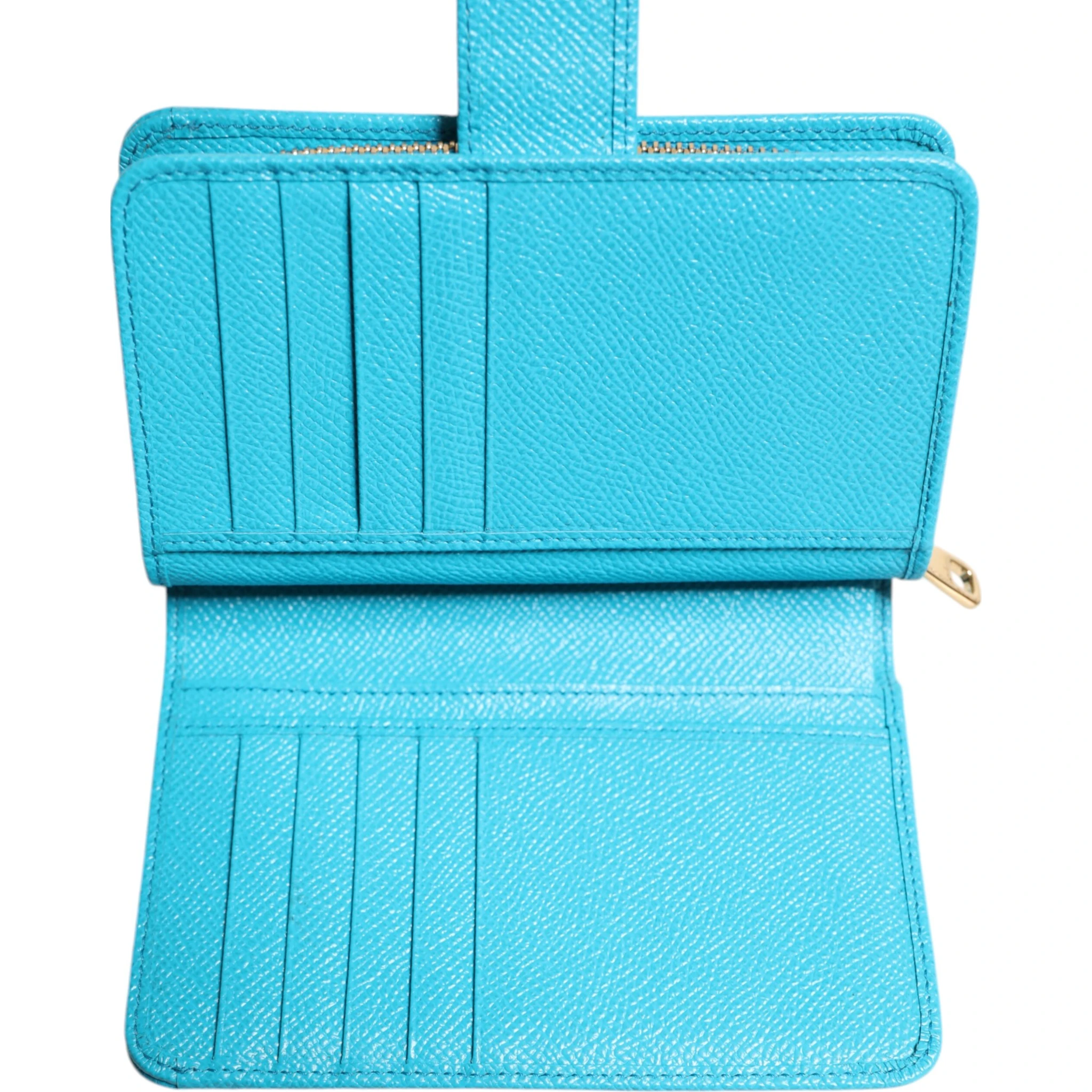 Light Blue Leather Bifold Continental Clutch Wallet