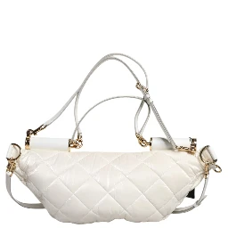 White Quilted Logo Plaque Belt Waist Fanny Pack Bag