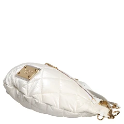 White Quilted Logo Plaque Belt Waist Fanny Pack Bag
