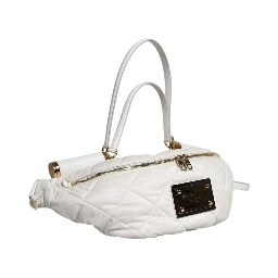 White Quilted Logo Plaque Belt Waist Fanny Pack Bag