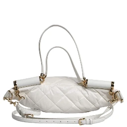 White Quilted Logo Plaque Belt Waist Fanny Pack Bag