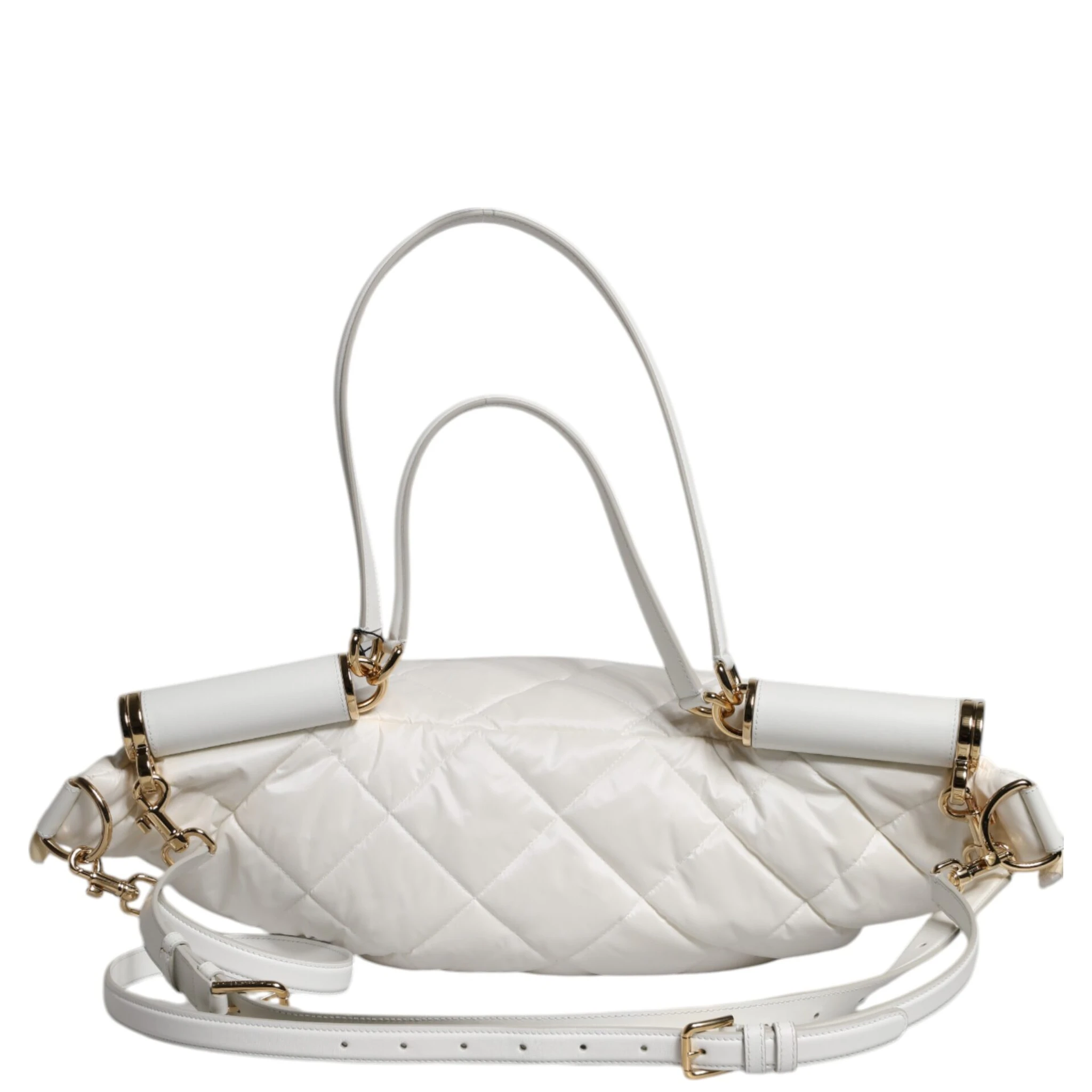 White Quilted Logo Plaque Belt Waist Fanny Pack Bag