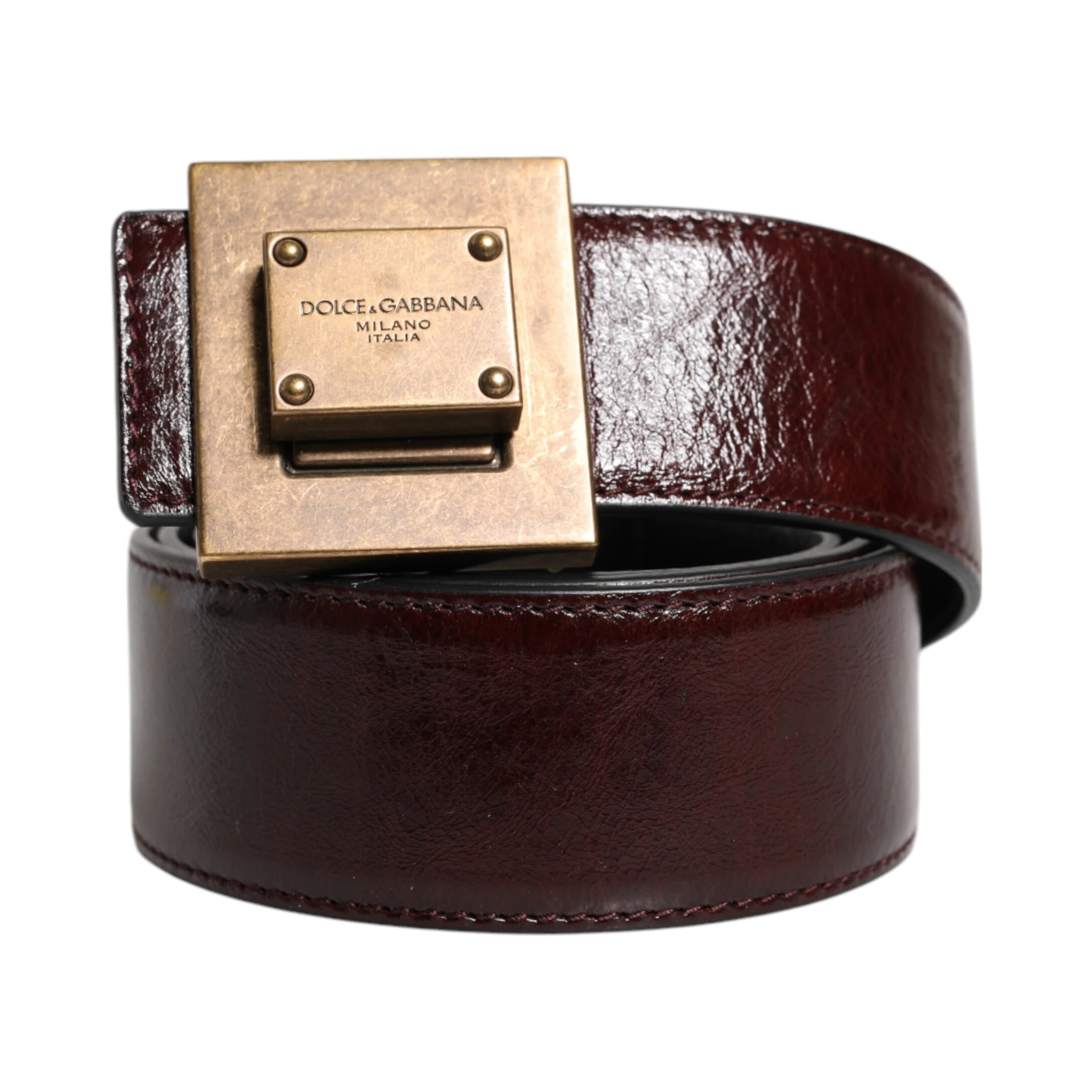 Brown Leather Gold Metal Buckle Classic Belt