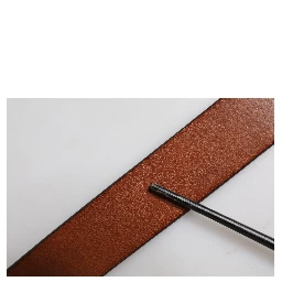 Brown Leather Gold Crystal Buckle Belt