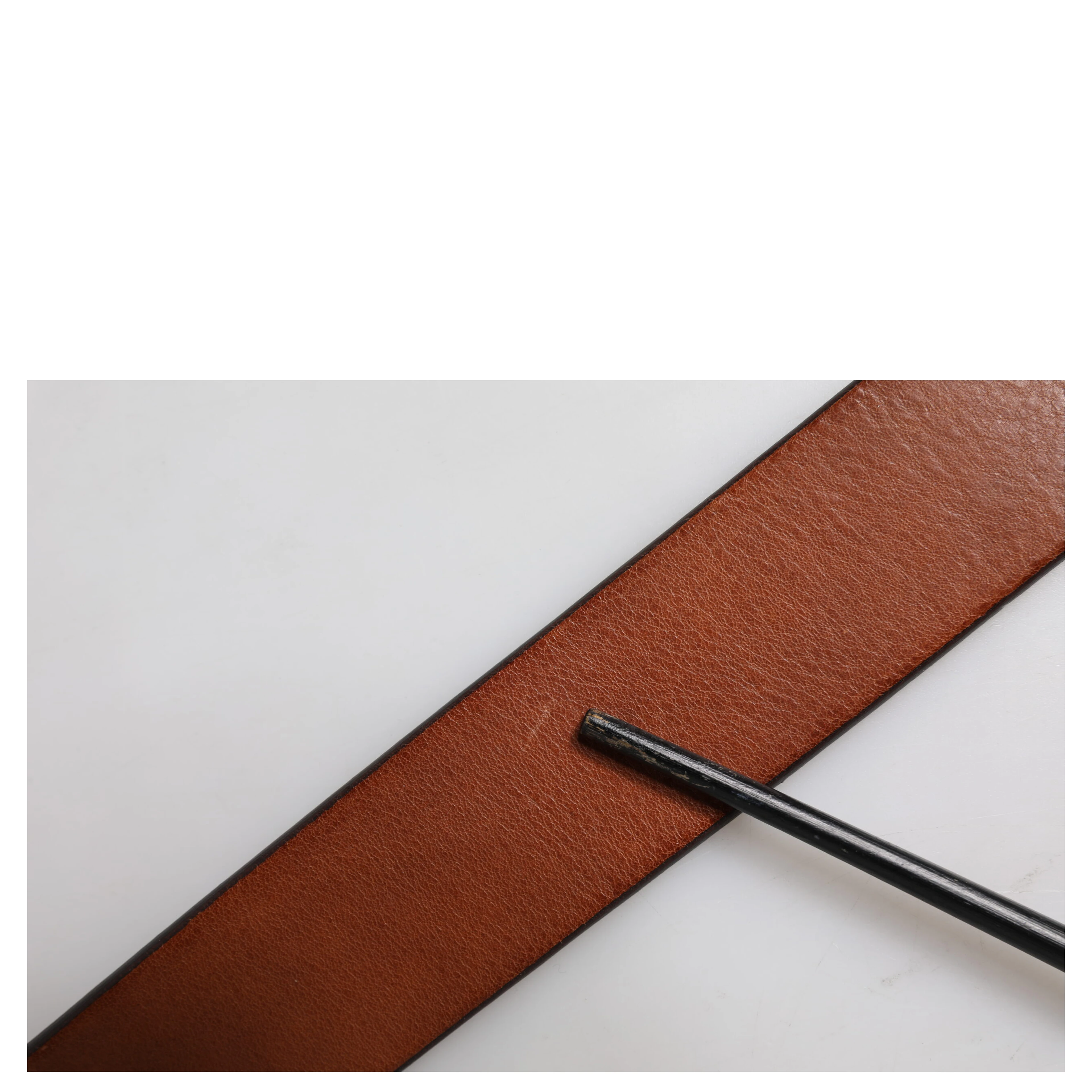 Brown Leather Gold Crystal Buckle Belt