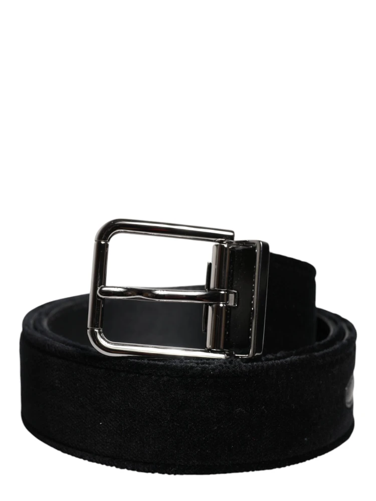 Black Cotton Silver Tone Metal Buckle Belt