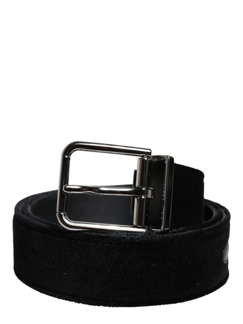 Black Cotton Silver Tone Metal Buckle Belt